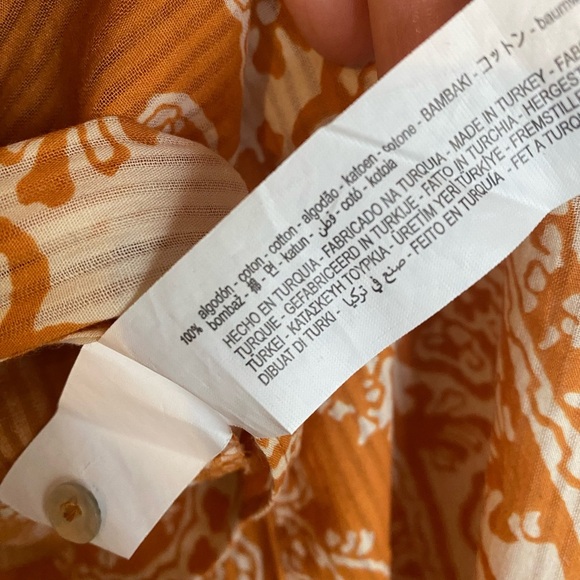 Zara Crop Top Front Tie Orange Printed Size S - Picture 8 of 8